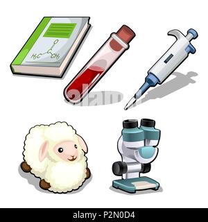 Der Satz von Elementen auf das Thema der genetischen Labor auf weißem Hintergrund. Vektor cartoon Close-up Abbildung. Stock Vektor