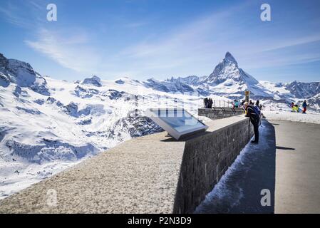 Schweiz, Wallis, Zermatt, Gornergrat (3100 m), Sicht auf das Matterhorn (4478 m) Stockfoto