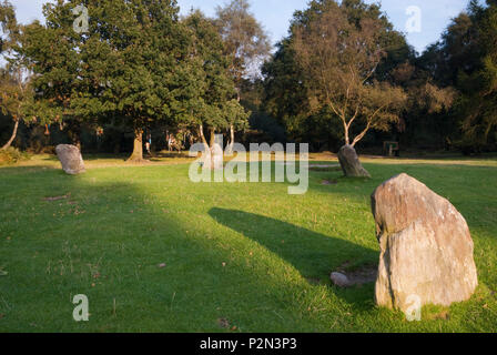 Neun Damen Stone Circle, Stanton Moor, Derbyshire, UK. Die Überlieferung sagt, 9 Mädchen in Stein zum Tanzen an einem Sonntag verwandelt wurden Stockfoto