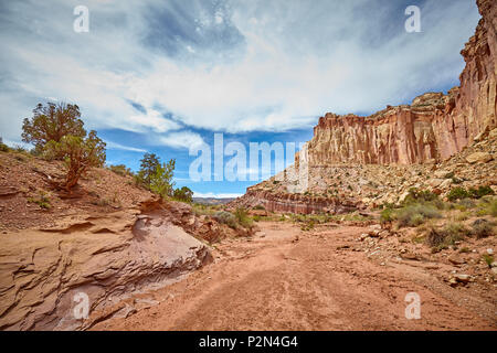 Ausgetrockneten Flusslauf in der Capitol Reef National Park, Utah, USA. Stockfoto