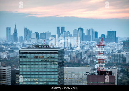 Blick auf die Stadt in Richtung Shinjuku von Mandarin Oriental, Nihonbashi, Tokio, Japan Stockfoto