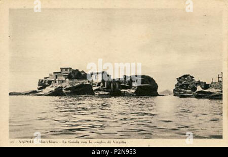 . Italiano: Napoli - "arechiaro-La Gaiola con Lo Scoglio Di Virgilio'. Cartolina. Sconosciuto Autore. 1907. Unbekannt 72 Posillipo, l'isolotto della Gaiola Stockfoto