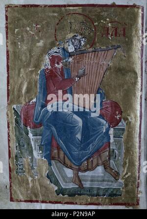 DAVID TOCANDO EL ARPA. Lage: Biblioteca Nacional - COLECCION, MADRID, SPANIEN. Stockfoto