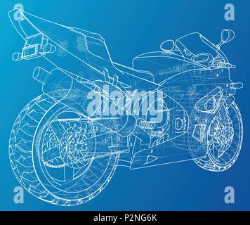 Blueprint sport Bike. EPS 10-Format. Vektor erstellt von 3d Stock Vektor