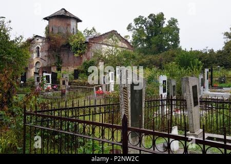 Aserbaidschan, Qabala region, Nij, Albanian-Udi Bulun Kirche St. Elisey, Friedhof Stockfoto