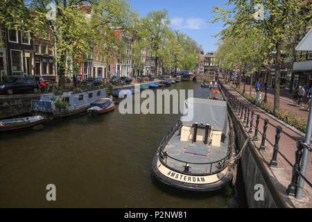 Niederlande, Provinz Nord Holland, Amsterdam, konzentrischen Kanälen im 17. Jahrhundert, als Weltkulturerbe von der UNESCO Spiegelgracht Kanal aufgeführt Stockfoto