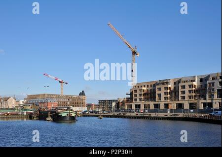 Frankreich, Nord, LIlle, Bois Blancs Bezirk-, Hafen- und EuraTechnologies Business Park, Gehäuse Residenzen im Bau Stockfoto