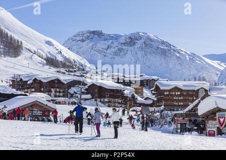 Frankreich, Savoie, Val D'Isere, Massif de la Vanoise, Höhe Tarentaise, Ansicht der Roche de Fours Stockfoto