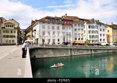 Schweiz, Solothurn, Landhausquai, Aare, der historische Bezirk Stockfoto