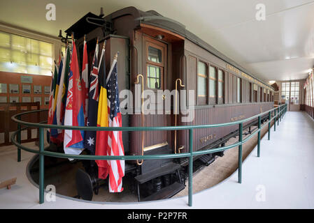 Frankreich, Oise, Compiegne, Lichtung des Waffenstillstandes, Replik des Waffenstillstandes Wagen Stockfoto