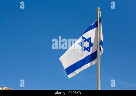 Israel, Jerusalem, das UNESCO Weltkulturerbe Altstadt, der israelischen Flagge und seine David Stern Stockfoto
