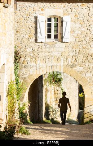 Frankreich, Dordogne, Perigord Noir, Dordogne Tal, Castelnaud-la Chapelle beschriftet Les Plus beaux villages de France (eines der schönsten Dörfer von Frankreich) Stockfoto