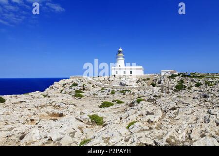 Spanien, Balearen, Menorca, Cap De Cavalleria, Leuchtturm Stockfoto