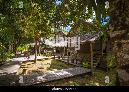 Frankreich, Französisch Guyana, Kourou, ruhende Hütten und Terrassen, Wapa Lodge Stockfoto