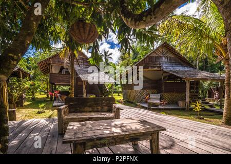 Frankreich, Französisch Guyana, Kourou, ruhende Hütten und Terrassen, Wapa Lodge Stockfoto