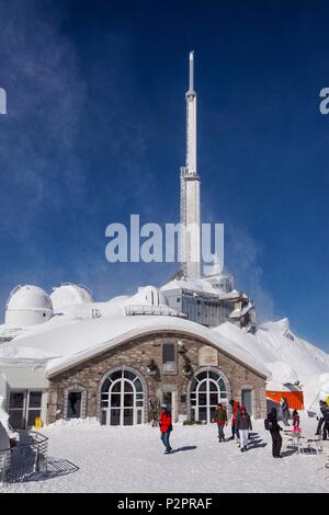 Frankreich, Hautes Pyrenees, Bagneres de Bigorre, La Mongie, die Informationsstelle des Pic du Midi de Bigorre (2877 m) Stockfoto