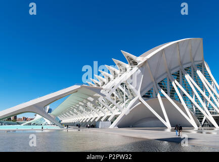 Valencia, die Stadt der Künste und Wissenschaften. Das Science Museum (Museo de las Ciencias Príncipe Felipe), Ciudad de las Artes y las Ciencias, Valencia, Spanien. Stockfoto