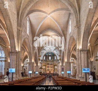 Die Kathedrale von Valencia, Spanien. Innenraum der Metropolitan Kathedrale - Basilika der Himmelfahrt Mariens von Valencia, Valencia, Spanien Stockfoto