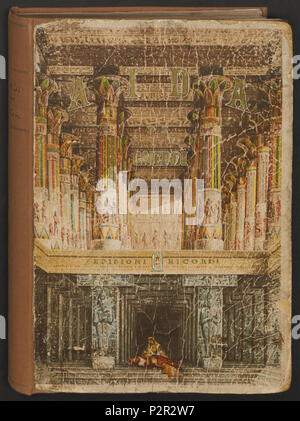 . Englisch: Verdi, Giuseppe, 1813-1901. [Aida. Vocal score]. Aida: Oper in quattro Atti/Versi di Antonio Ghislanzoni; musica di G. Verdi; [riduzione Di Franco Faccio]. Milano: Ricordi, [1872?]. Merritt Mus 857.1.648.7 PHI. ca. 1872. Fratelli Doyen Firma (Doyen selbst ist gedacht, um durch die Zeit zu enthalten haben, diese Arbeit gemacht wurde) 37 Giuseppe Verdi Aida Vocal score Abdeckung Stockfoto