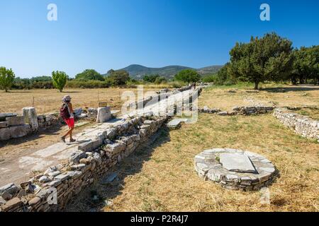 Griechenland, Insel Samos, Heraion von Samos ist eine der wichtigsten Riese Ionische Heiligtümer des antiken Griechenlands, gewidmet der Göttin Hera (UNESCO-Weltkulturerbe), der Heiligen Straße, die von der antiken Stadt Pythagoreion zum Heiligtum verbunden Stockfoto