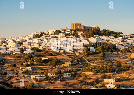 Griechenland, Dodecanese Inseln, Patmos Insel, Chora und Kloster des Hl. Johannes des Theologen Stockfoto