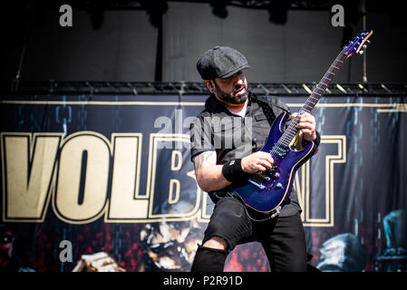 Florenz, Italien. 15 Jun, 2018. Die dänische heavy metal band Volbeat live auf der Bühne des Firenze Rock Festival 2018, Öffnung für Gewehre und Rosen Foto: Alessandro Bosio/Alamy leben Nachrichten Stockfoto