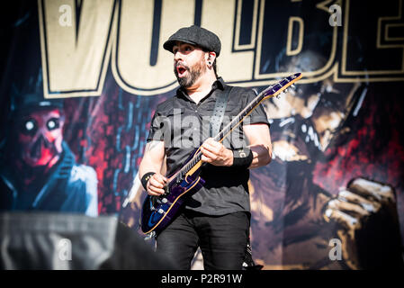 Florenz, Italien. 15 Jun, 2018. Die dänische heavy metal band Volbeat live auf der Bühne des Firenze Rock Festival 2018, Öffnung für Gewehre und Rosen Foto: Alessandro Bosio/Alamy leben Nachrichten Stockfoto