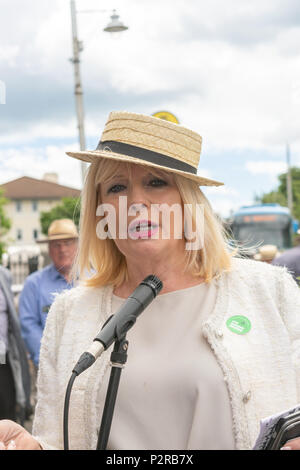 Glasthule, Irland, 16. Juni 2018. Glasthule und Sandycove Going Green eine Gruppe von kleinen und mittleren Unternehmen auf die Reduzierung der Kunststoff mit Minister Mary Mitchell O'Connor T.D und Dr. Ruth Doyle, Credit: Fabrice Jolivet/Alamy Leben Nachrichten konzentriert Stockfoto