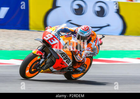 Montmelo, Spanien. 16 Jun, 2018. MARC MARQUEZ (93) von Spanien in der MotoGP Qualifying des Rennen Der Grand Prix de Catalunya am Circuit de Barcelona Rennbahn in Montmelo, in der Nähe von Barcelona am 16. Juni 2018 (Foto: Alvaro Sanchez) Credit: CORDON PRESSE/Alamy leben Nachrichten Stockfoto