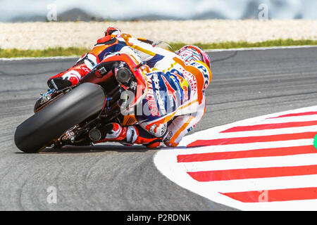Montmelo, Spanien. 16 Jun, 2018. MARC MARQUEZ (93) von Spanien in der MotoGP Qualifying des Rennen Der Grand Prix de Catalunya am Circuit de Barcelona Rennbahn in Montmelo, in der Nähe von Barcelona am 16. Juni 2018 (Foto: Alvaro Sanchez) Credit: CORDON PRESSE/Alamy leben Nachrichten Stockfoto