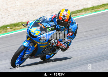 Montmelo, Spanien. 16 Jun, 2018. ARON CANET (44) von Spanien in der Moto3 Qualifying des Rennen Der Grand Prix de Catalunya am Circuit de Barcelona Rennbahn in Montmelo, in der Nähe von Barcelona am 16. Juni 2018 (Foto: Alvaro Sanchez) Credit: CORDON PRESSE/Alamy leben Nachrichten Stockfoto