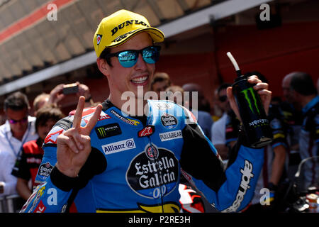 Montmelo, Spanien. 16 Jun, 2018. Alex Marquez (73) von Spanien und Eg 0,0 Marc VDS Kalex im Qualifying des Gran Premi Monster Energy de Catalunya, Circuit de Catalunya, Montmelo, Spanien. Am 16. Juni 2018. Credit: CORDON PRESSE/Alamy leben Nachrichten Stockfoto