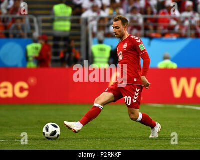 Mordovia Arena, Mordovia, Russland. 16 Juni, 2018. FIFA Fußball-WM, Gruppe C, Peru gegen Dänemark; Christian Eriksen von Dänemark Credit: Aktion plus Sport/Alamy leben Nachrichten Stockfoto