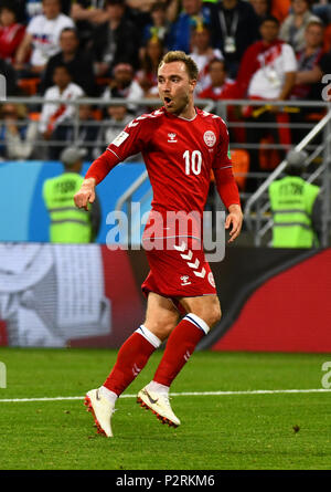 Mordovia Arena, Mordovia, Russland. 16 Juni, 2018. FIFA Fußball-WM, Gruppe C, Peru gegen Dänemark; Christian Eriksen von Dänemark Credit: Aktion plus Sport/Alamy leben Nachrichten Stockfoto