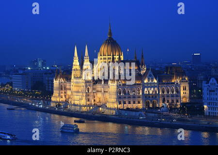 Ungarisches Parlament bei Nacht Stockfoto