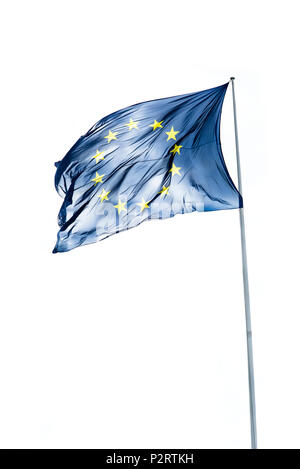 Die Europäische Union (EU) Flagge isoliert auf Weiss. Stockfoto