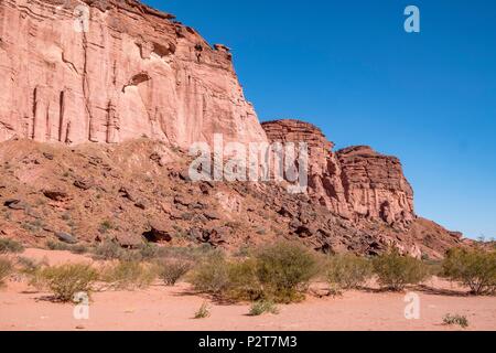 Argentinien, in der Provinz La Rioja, in der Nähe von Villa Union, Talampaya Nationalpark, Parque Nacional Talampaya als Weltkulturerbe von der UNESCO, Talampaya Cañon Stockfoto