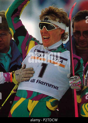 . Italiano: Campionati mondiali di Sci nordico Val di Fiemme 1991. 1991. Unbekannt 14 Campionati mondiali di Sci nordico Val di Fiemme 1991 - 02. Stockfoto