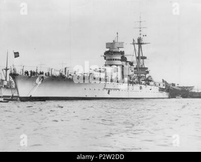 . Italienisches Schlachtschiff Giulio Cesare. ca. 1938. Ein unbekannter Soldat der Regia Marina 10 Schlachtschiff Giulio Cesare Stockfoto