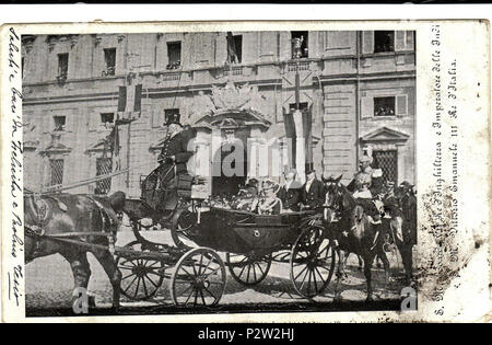 . Italiano: cartolina Fotografica ritraente l'entrata al Quirinale di Re Vittorio Emanuele III con re Edoardo VII. 1903. Unbekannt 24 Edoardo VII RE D'Inghilterra A ROMA Stockfoto