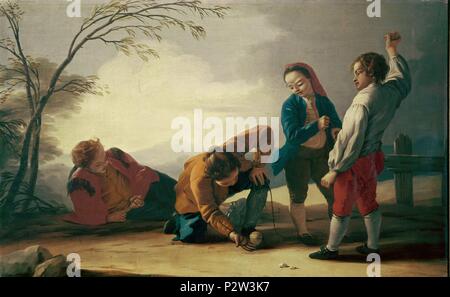 "Jungs, mit Tops", 1780, Öl auf Leinwand, 100 cm x 160 cm, P 03311. Autor: José del Castillo (1737-1793). Lage: MUSEO ROMANTICO - PINTURA, MADRID, SPANIEN. Stockfoto