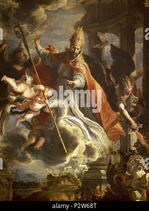 "Der Triumph des Heiligen Augustinus', 1664, Spanischen Barock, Öl auf Leinwand, 271 cm x 203 cm, P 00664. Autor: Claudio Coello (1642-1693). Lage: Museo del Prado - PINTURA, MADRID, SPANIEN. Stockfoto