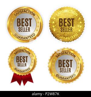 Bestseller Golden glänzend Label Zeichen gesetzt. Vector Illustration Stock Vektor