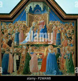 LA CORONACION DE LA VIRGEN -1435-209 x 206 cm. Thema: Fra Angelico (C. 1395-1455). Lage: Louvre Museum - Gemälde, Frankreich. Stockfoto