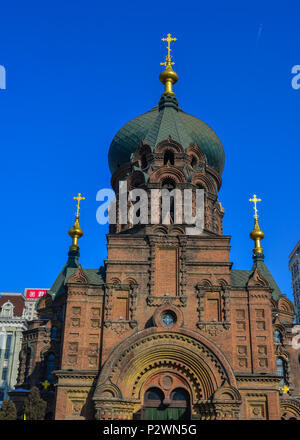 Harbin, China - Feb 22, 2018. Die byzantinische Architektur von Sofia Kirche in Harbin, China. Es ist die größte Kirche in den Fernen Osten. Stockfoto