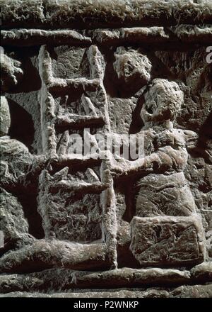 SARCOFAGO VISIGODO PROCEDENTE DE BRIVIESCA - SIGLO IV - las mejores DE LA ESCALERA. Lage: MUSEO DE BURGOS, Burgos, Spanien. Stockfoto