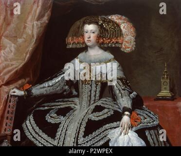 Bin ariana von Österreich. Königin von Spanien (Detail)", Ca. 1652, Öl auf Leinwand, P 01191. Autor: Diego Velázquez (1599-1660). Lage: Museo del Prado - PINTURA, MADRID, SPANIEN. Stockfoto
