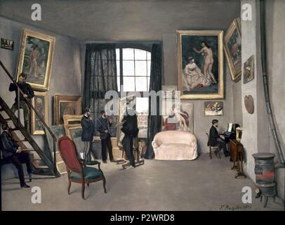 Der Artist Studio - 1870-98 x 128,5 cm - Öl auf Leinwand. Autor: Frédéric Bazille (1841-1870). Lage: Musee D'Orsay, Frankreich. Auch als: ESTUDIO DEL PINTOR; EL ESTUDIO DEL ARTISTA bekannt. Stockfoto