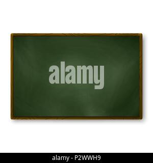 Leere Tafel dunkel grüne Farbe an der Wand. schiefertafel Vorlage. Schule Blackboard realistische Textur für Banner Hintergrund. Bildung und Lernen. Vec Stock Vektor