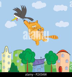 Reise der Krähe, Katz und Maus Stock Vektor